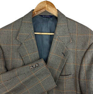 Sterling & Hunt Sport Coat Men's 46R Houndstooth Wool Blazer Vtg Dark Academia
